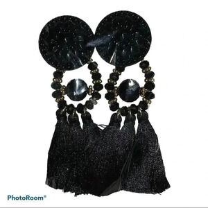 Earrings (New) Black and Gold